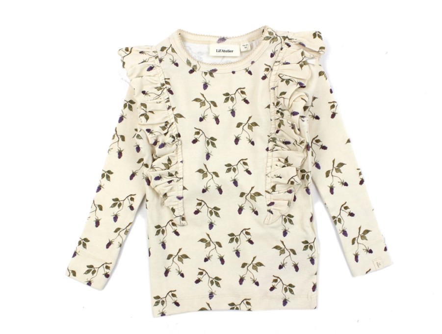 Baby Lil Atelier Short And Long-Sleeved T-Shirts | Lil Atelier Turtledove Berry Top Ruffles