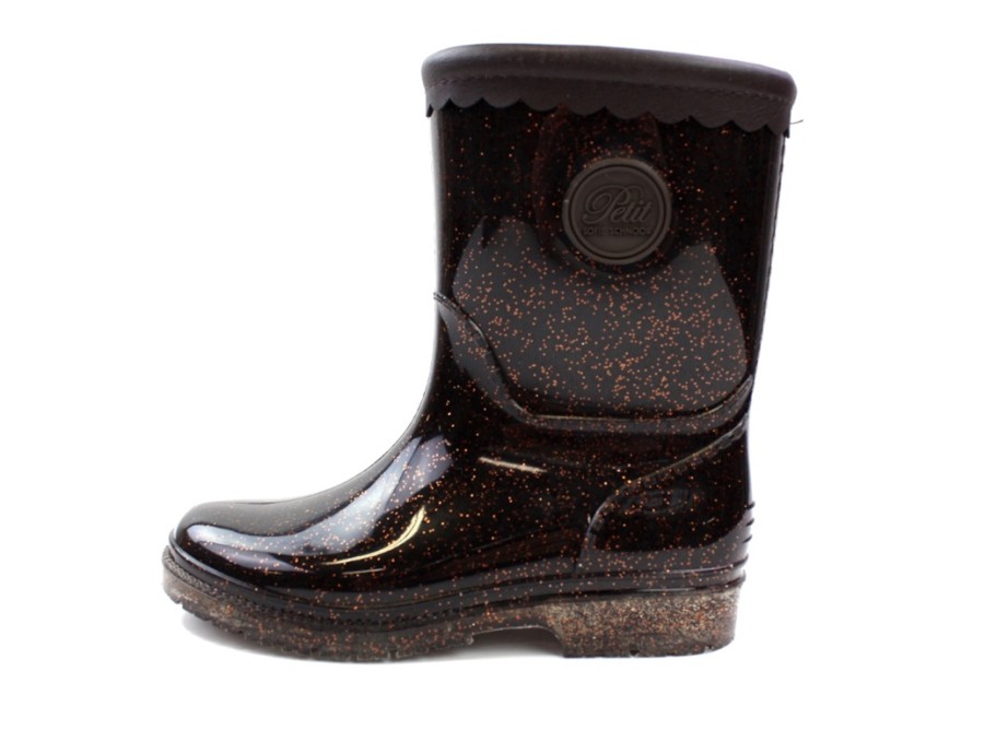 Baby Petit by Sofie Schnoor Thermal Boots And Winter Rubber Boots | Petit By Sofie Schnoor Winter Rubber Boot Brown Glitter