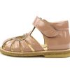 Baby Angulus Sandals | Angulus Dark Peach Sandal With Heart, Multi Glitter Patent