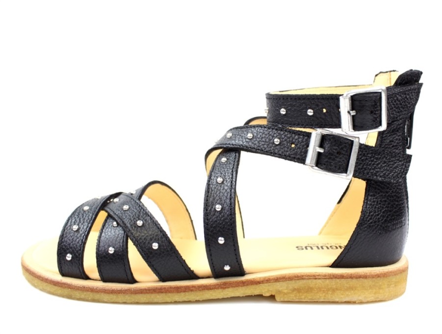 Kids Angulus Sandals | Angulus Sandal Black With Studs And Zippers