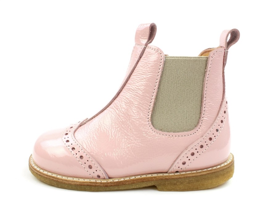 Baby Angulus Shoes And Sneakers | Angulus Rosa/Beige Ancle Boot Hole Pattern