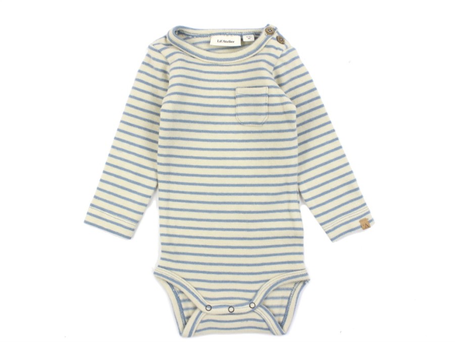 Baby Lil Atelier Bodysuits And Jumpsuits | Lil Atelier Smoke Blue Striped Body