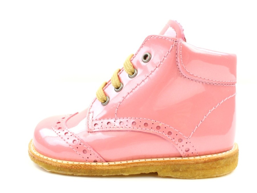 Baby Angulus First Shoes | Angulus Toddler Shoe Rose Pink Lacquer With Laces