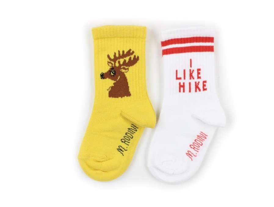 Baby Mini Rodini Socks | Mini Rodini Socks Hike Deer Yellow (2-Pack)