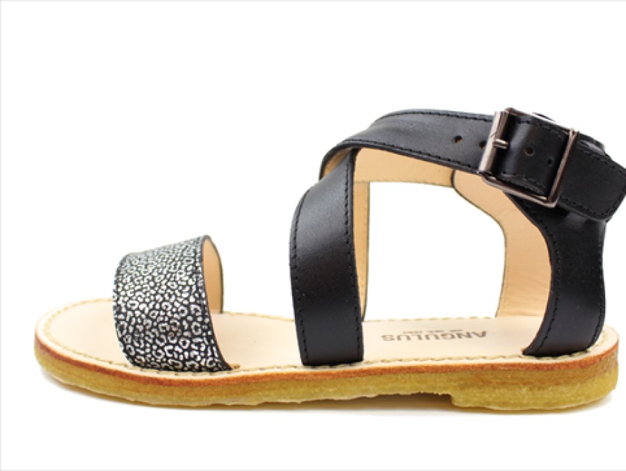 Kids Angulus Sandals | Angulus Sandal Black Leo With Buckle