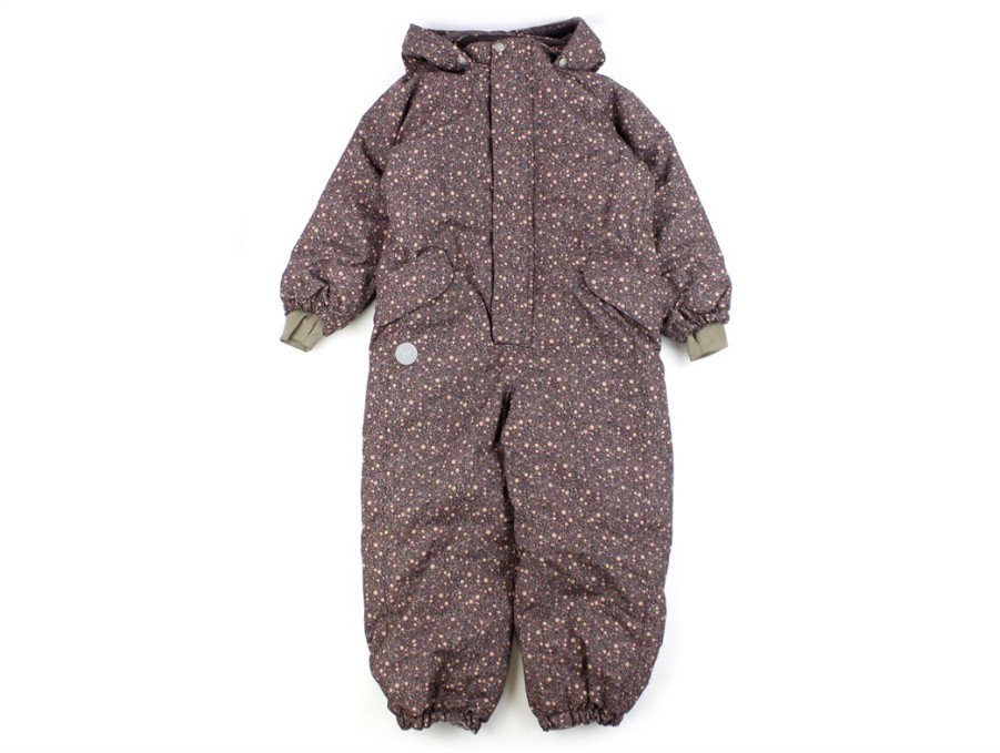 Kids Wheat Coveralls | Wheat Eggplant Buttercups Tech Jumpsuit Miko