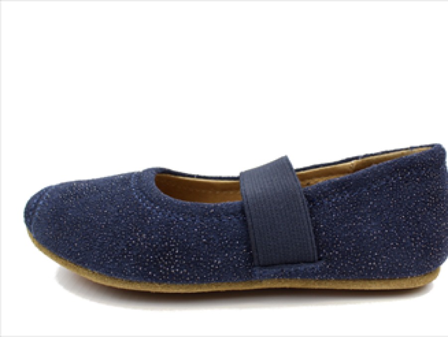 Kids Bisgaard Slippers | Bisgaard Ballerina Glitter Blue With Elastic