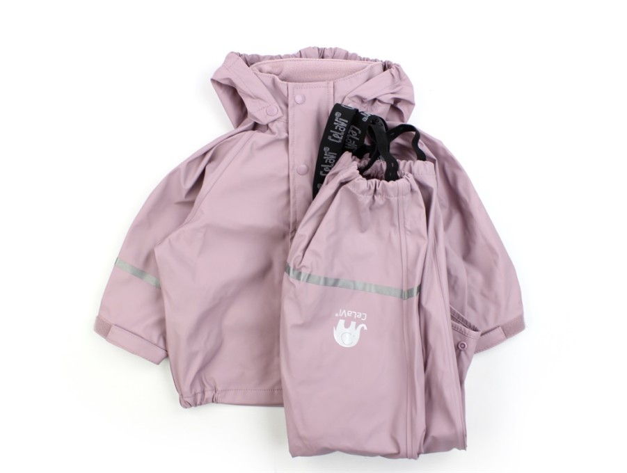 Baby Celavi Rainwear | Celavi Mauve Shadow Rainwear Pants And Jacket