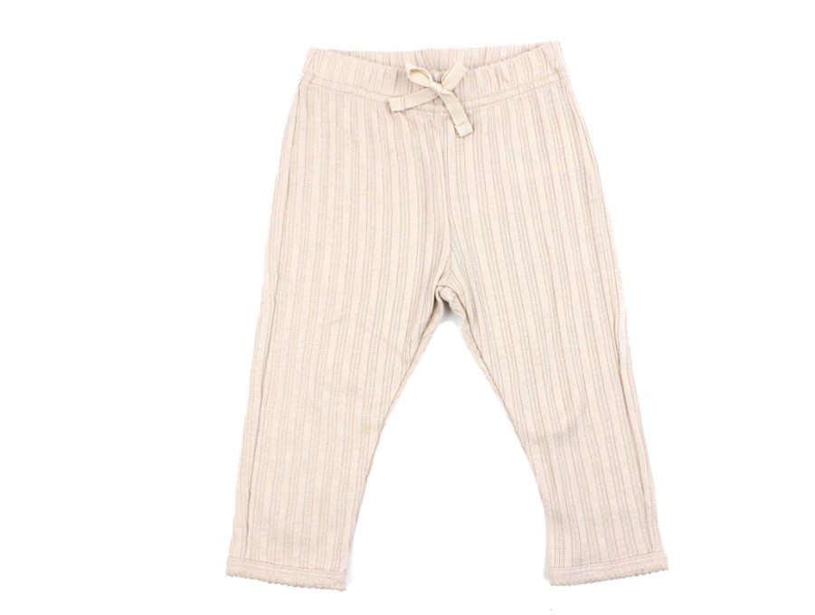 Kids MarMar Copenhagen Pants And Leggings | Marmar Cream Taupe Pointelle Rib Pants Modal