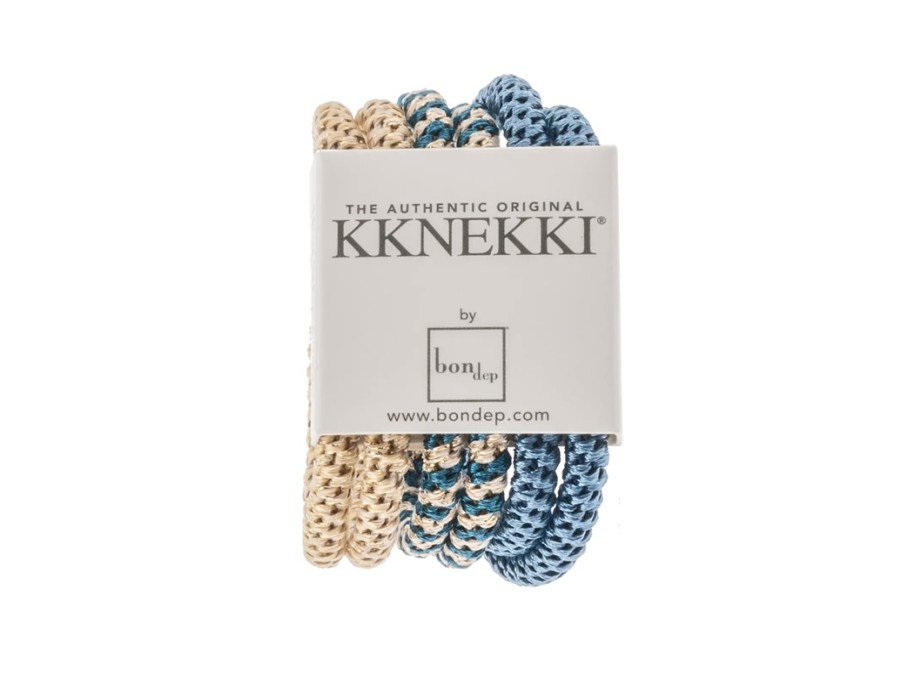 Accessories And Home Kknekki | Kknekki Hair Ties Blue/Gold Mix Slim (6-Pack)