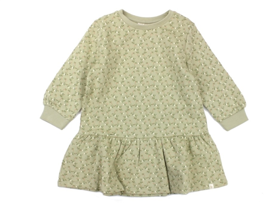 Baby Lil Atelier Dresses | Lil Atelier Sweat Dress Moss Gray Flowers