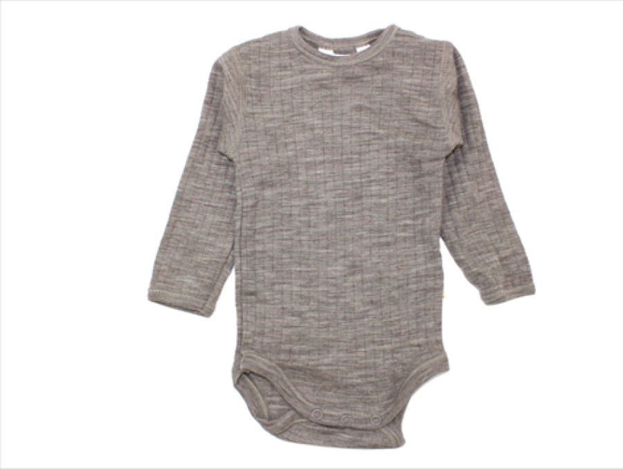 Baby Joha Bodysuits And Jumpsuits | Joha Sesame Melange Bodysuit Merino Wool