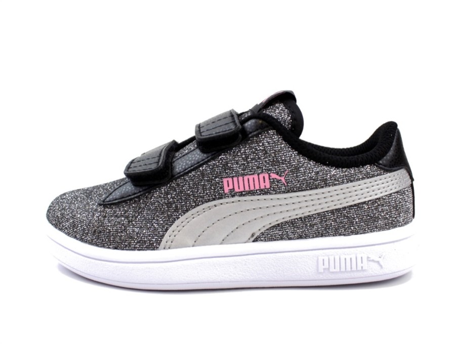 Tweens Puma Shoes And Sneakers | Puma Sneaker Smash Glitz Glam Black Puma/Silver Prism Pink