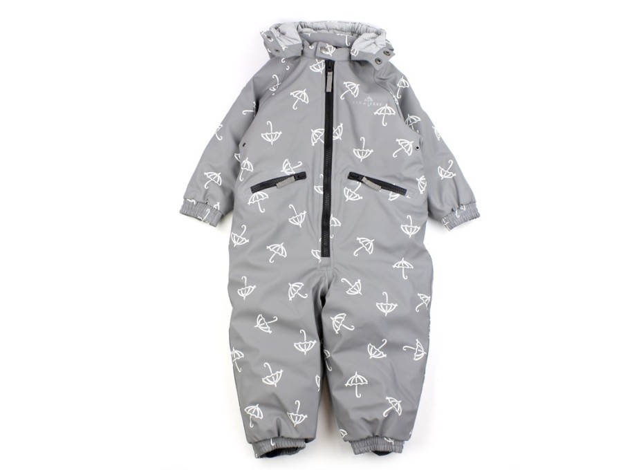 Baby Ver de Terre Coveralls | Ver De Terre Grey Print Rubber Jumpsuit Magic