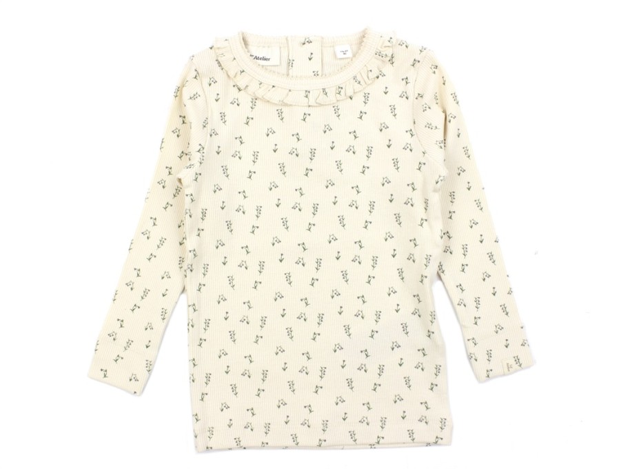 Baby Lil Atelier Short And Long-Sleeved T-Shirts | Lil Atelier Whitecap Gray/Wet Weather Top Flowers