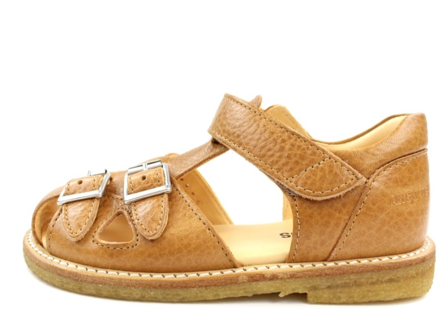 Kids Angulus Sandals | Angulus Sandal Cognac With Buckles And Velcro