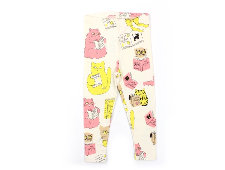 Tweens Mini Rodini Pants And Leggings | Mini Rodini Leggings Cats Offwhite