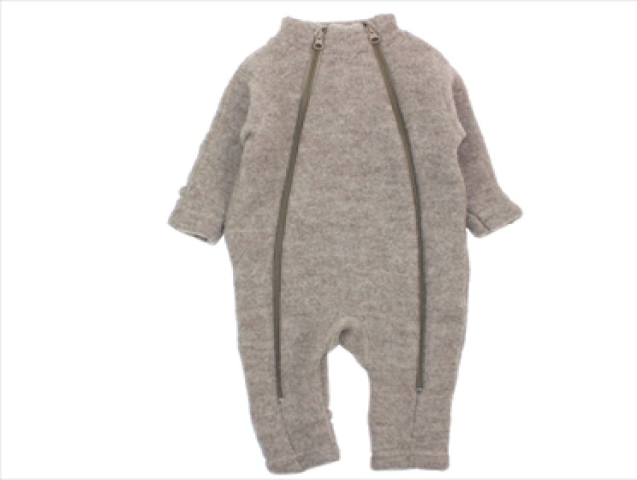 Baby Joha Thermal Wear And Fleece | Joha Sesame Melange Jumpsuit Merino Wool