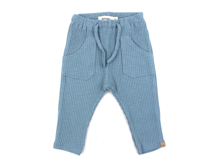 Baby Lil Atelier Pants And Leggings | Lil Atelier Smoke Blue Pants