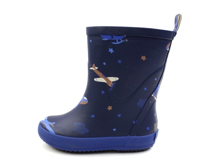 Baby Celavi Thermal Boots And Winter Rubber Boots | Celavi Pageant Blue Winter Rubber Boots With Airplanes