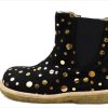 Kids Pom Pom Boots And Ankle Boots | Pom Pom Ancle Boot Black Gold Dot With Elastic