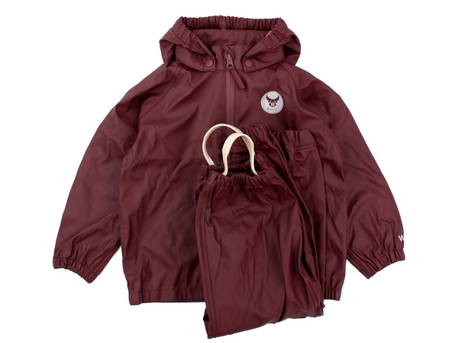 Kids Wheat Rainwear | Wheat Rainwear Charlie Pants And Jacket Maroon